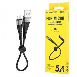 کابل اندروید (MicroUSB) پاوربانکی بروفون (BOROFONE) طول 25 سانتی متر مدل BX32