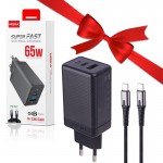 بسته 10 عددی فست شارژر دیواری 2 پورت + کابل PD هیسکا (HISKA) مدل H-126Gan + یک عدد رایگان