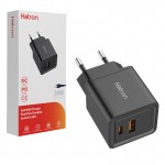 فست شارژر دیواری 2 پورت + کابل PD هترون (Hatron) مدل HWC2301PQ