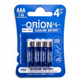 باتری نیم قلمی اوریون (ORION) مدل Alkaline AAA LR03 (کارتی 4 تایی)