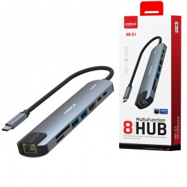 هاب 8 پورت و رابط تایپ سی هیسکا (HISKA) مدل HR-51
