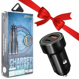 بسته 1+10 شارژر فندکی 38 وات دو پورت ترکا (TREQA) مدل CC-322 ( یک عدد هدیه)