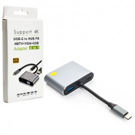 کابل تبدیل Type-C To HDMI & VGA & Type-C & USB 3.0 4K کی لینک (KLINK) مدل K-2145