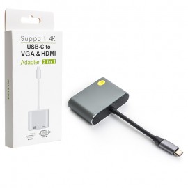 کابل تبدیل Type-C To HDMI & VGA 4K کی لینک (KLINK) مدل K-2125