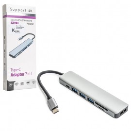 هاب 7 پورت تایپ سی ، رم ریدر ، HDMI ، Typ-c ، USB کی لینک (KLINK) مدل YG-2120