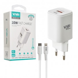 شارژر دیواری 2 پورت + کابل آیفون وابی (VABi) مدل H41