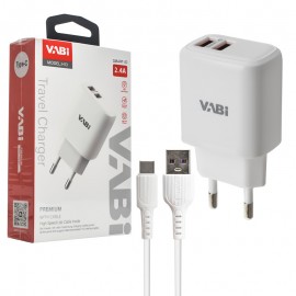 شارژر دیواری 2 پورت + کابل تایپ سی وابی (VABi) مدل H13