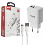 شارژر دیواری 2 پورت + کابل تایپ سی وابی (VABi) مدل H13