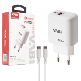 شارژر دیواری 20 وات 2 پورت + کابل تایپ سی به تایپ سی وابی (VABi) مدل H22