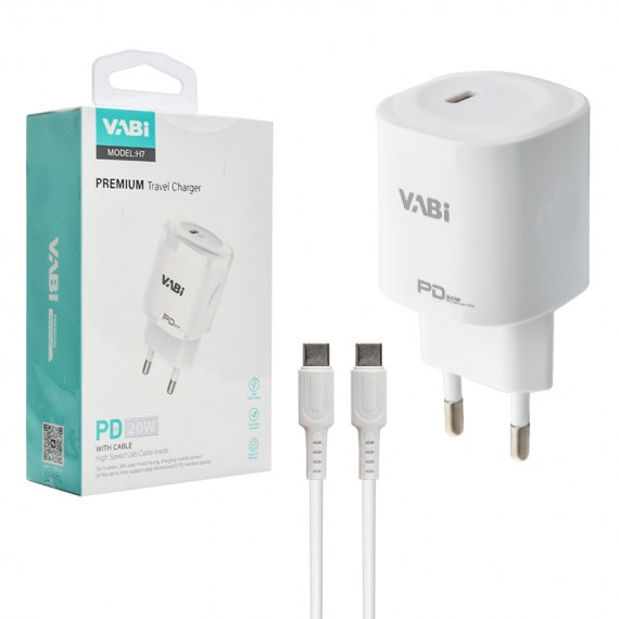 شارژر دیواری تک پورت + کابل تایپ سی وابی (VABi) مدل H7