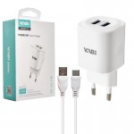 شارژر دیواری 2 پورت + کابل تایپ سی وابی (VABi) مدل H1