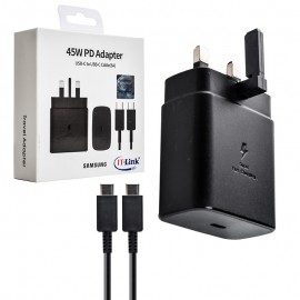 شارژر دیواری 45 وات سه شاخه اروپایی + کابل (Type-C to Type-C) سامسونگ (Samsung)مدل EP-TA845 گارانتی آی تی لینک