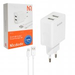 شارژر دیواری دو پورت + کابل آیفون مک دودو (Mcdodo) 12W مدل CH-3970