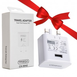 بسته 1+10 کلگی شارژر سه شاخه اروپایی ترکا (TREQA) 15W مدل CH-9042 (یک عدد هدیه)
