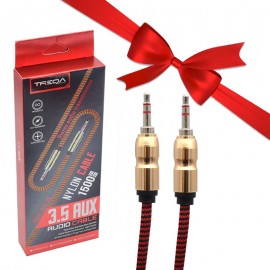 بسته 1+10 کابل 1 به 1 صدا (AUX) طول 1.5 متر ترکا (Treqa) مدل AUX-101 (یک عدد هدیه)