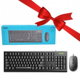 بسته 1+10 کیبورد و موس سیم دار رپو (RAPOO) مدل X125S (یک عدد هدیه)