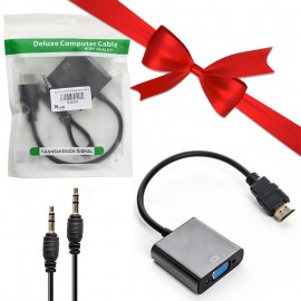بسته 1+10 کابل تبدیل HDMI TO VGA همراه کابل صدا کی لینک (KLINK) مدل K-8250 (یک عدد هدیه)