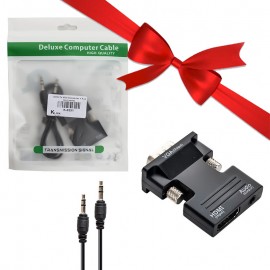 بسته 1+10 تبدیل HDMI TO VGA به همراه کابل صدا کی لینک (KLINK) مدل K-8251 (یک عدد هدیه)