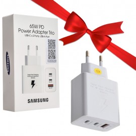 بسته 1+10 کلگی شارژر 65 وات 3 پورت سامسونگ (Samsung) مدل EP-TA855NBEGEU کپی (یک عدد هدیه)