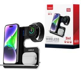 شارژر بی سیم 3in1 هیسکا (HISKA) مدل HR-12 3IN1