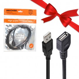 بسته 1+10 کابل افزایش طول USB مچر (Macher) طول 1.5 متر مدل MR-84 (یک عدد هدیه)
