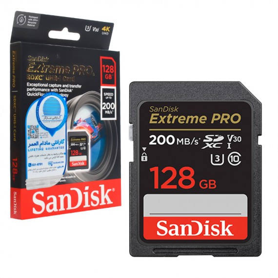 رم دوربین (SDXC) سن دیسک (SanDisk) مدل 128GB Extreme Pro 200MB/S
