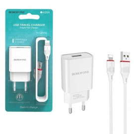 شارژر دیواری 10.5 وات + کابل آیفون بروفون (BOROFONE) مدل BA20A