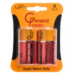 باتری سایز D بزرگ جنرال پاور (General Power) مدل Super Heavy Duty R20 (کارتی 2 تایی)