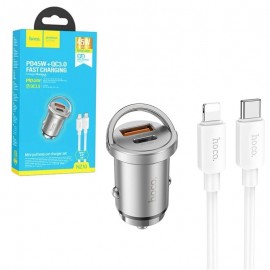 شارژر فندکی 45 وات 2 پورت + کابل (Type-C To Lightning) هوکو (hoco) مدل NZ10