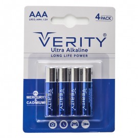 باتری نیم قلمی وریتی (VERITY) مدل ULTRA ALKALINE LR03 (کارتی 4 تایی)