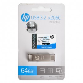 فلش تایپ سی OTG اچ پی (HP) مدل 64GB x206C USB3.2 Type-c گارانتی حافظه طلایی تهران