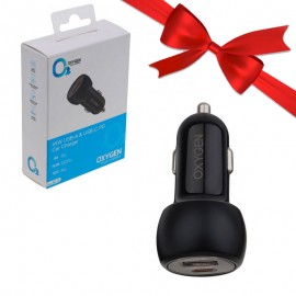 بسته 1+10 شارژر فندکی 45 وات دو پورت اکسیژن (OXYGEN) مدل AC-15 (یک عدد هدیه)