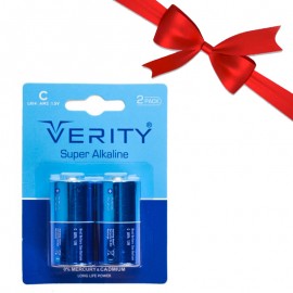 بسته 1+10 باتری سایز C وریتی (VERITY) مدل Super Alkaline LR14 (کارتی 2 تایی) (یک عدد هدیه)