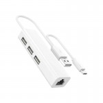هاب 4 پورت RJ45 و رابط تایپ سی پرووان (ProOne) مدل PHU551