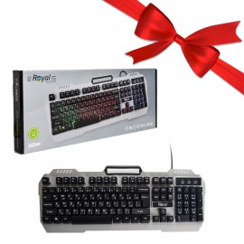 بسته 1+10 کیبورد گیمینگ سیم دار بک لایت RGB رویال (Royal) مدل RKG-615 (یک عدد هدیه)