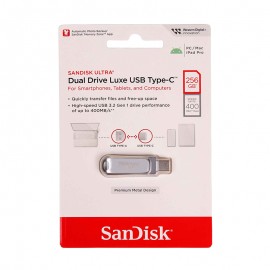 فلش سن دیسک (SanDisk) مدل 256GB Dual Drive Luxe USB3.2 Type-C گارانتی سورین (رنگ نقره ای)