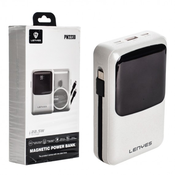 پاوربانک بی سیم + کابل همراه لنیس (LENYES) مدل PW223D ظرفیت 20000mAh