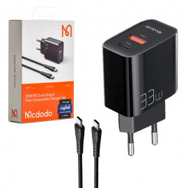 شارژر دیواری 33 وات 2 پورت + کابل تایپ سی به تایپ سی مک دودو (Mcdodo) مدل CH-0922