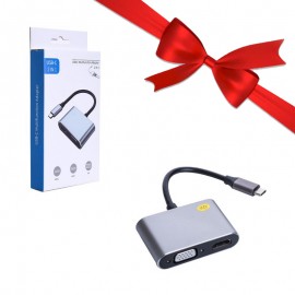 بسته 1+3 کابل تبدیل Type-C To HDMI & VGA کی لینک (KLINK) مدل K-1178 (یک عدد هدیه)