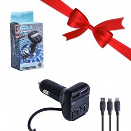 بسته 1+10 شارژر فندکی 10.5 وات دو پورت + FM پلیر بلوتوثی ترکا (TREQA) مدل MP3-6 (یک عدد هدیه)