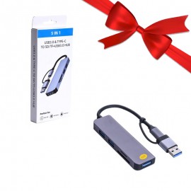 بسته 1+10 هاب 3 پورت و رابط تایپ سی + رم ریدر کی لینک (KLINK) مدل k-1177 (یک عدد هدیه)