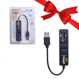بسته 1+10 هاب 3 پورت + رم ریدر کی لینک (KLINK) مدل K-8190 (یک عدد هدیه)