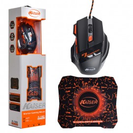 موس گیم سیم دار + پد موس گیمینگ کایزر (KAISER) مدل K-1000