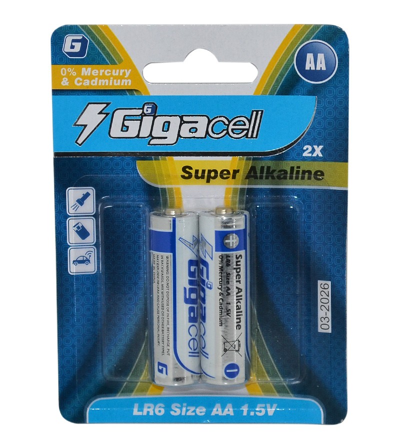 باتری قلمی GigaCell مدل Super Alkaline LR6 AA (کارتی 2 تایی)