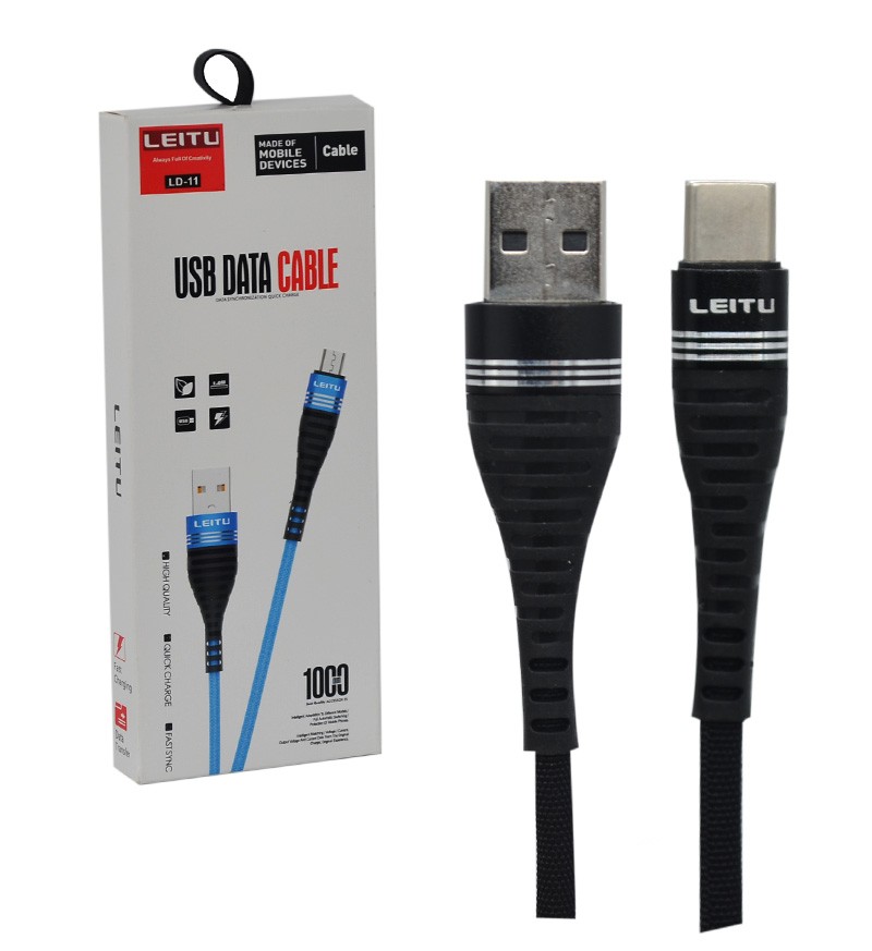 کابل TYPE-C کنفی لیتو (LEITU) مدل LD-11 کابل TYPE-C کنفی لیتو (LEITU) مدل LD-11
