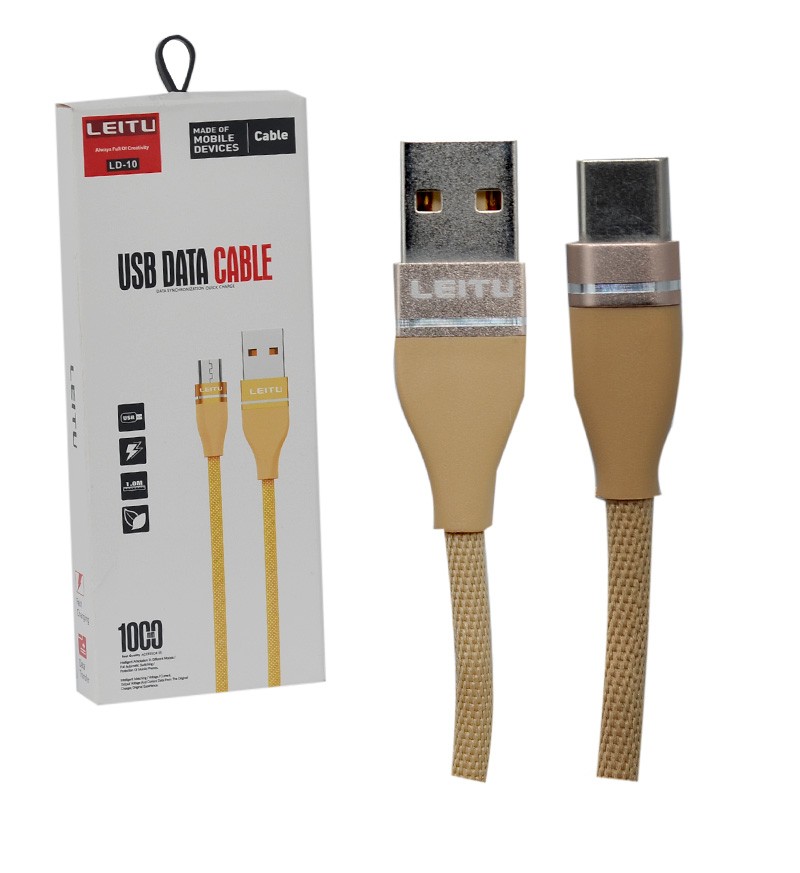 کابل TYPE-C کنفی لیتو (LEITU) مدل LD-10 کابل TYPE-C کنفی لیتو (LEITU) مدل LD-10